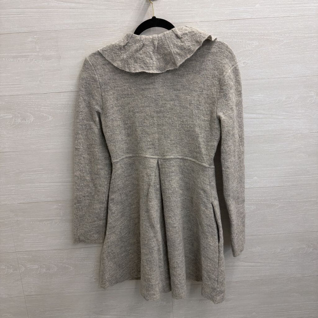 Anthropologie Grey 100% Wool Ruffle Detail Jacket Small