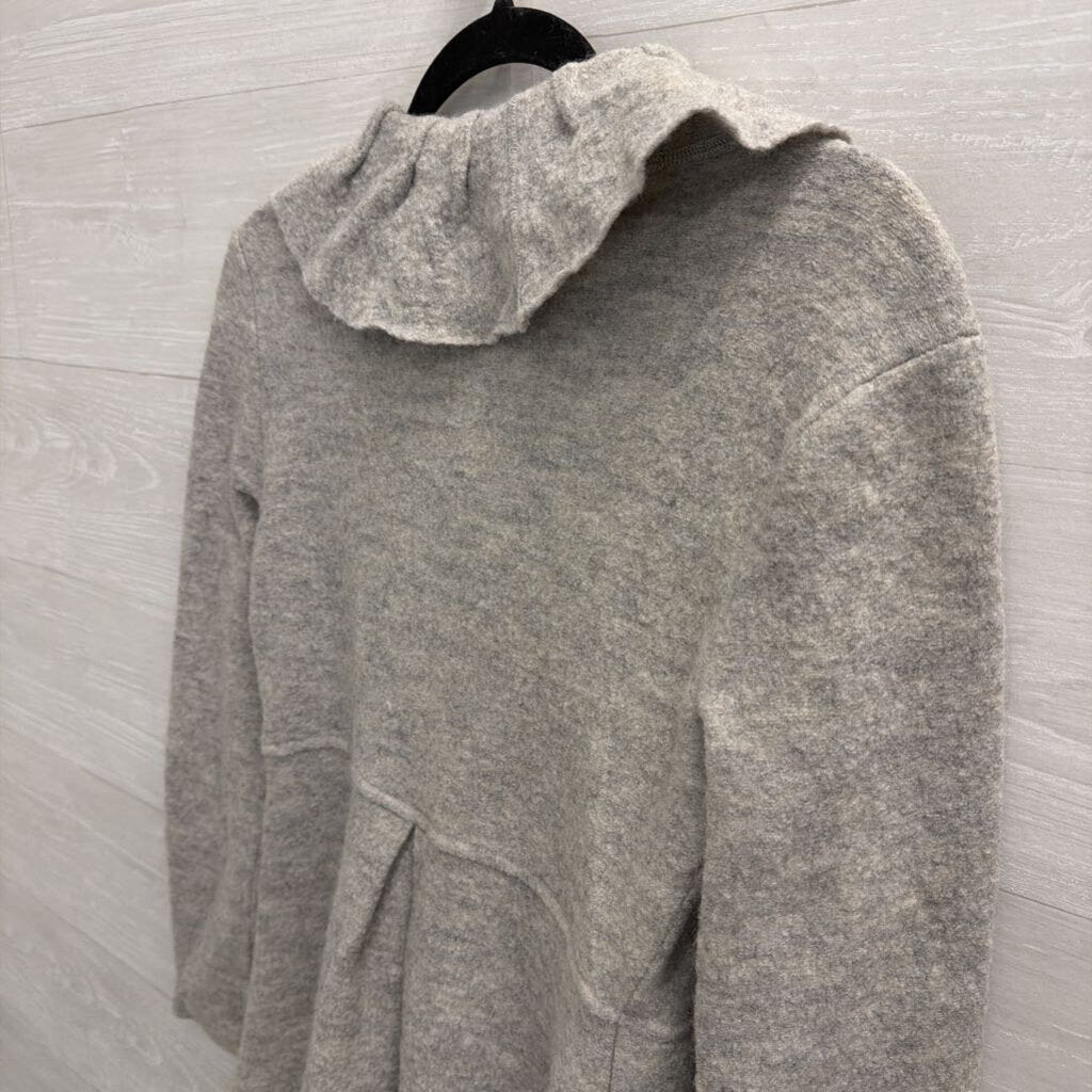 Anthropologie Grey 100% Wool Ruffle Detail Jacket Small