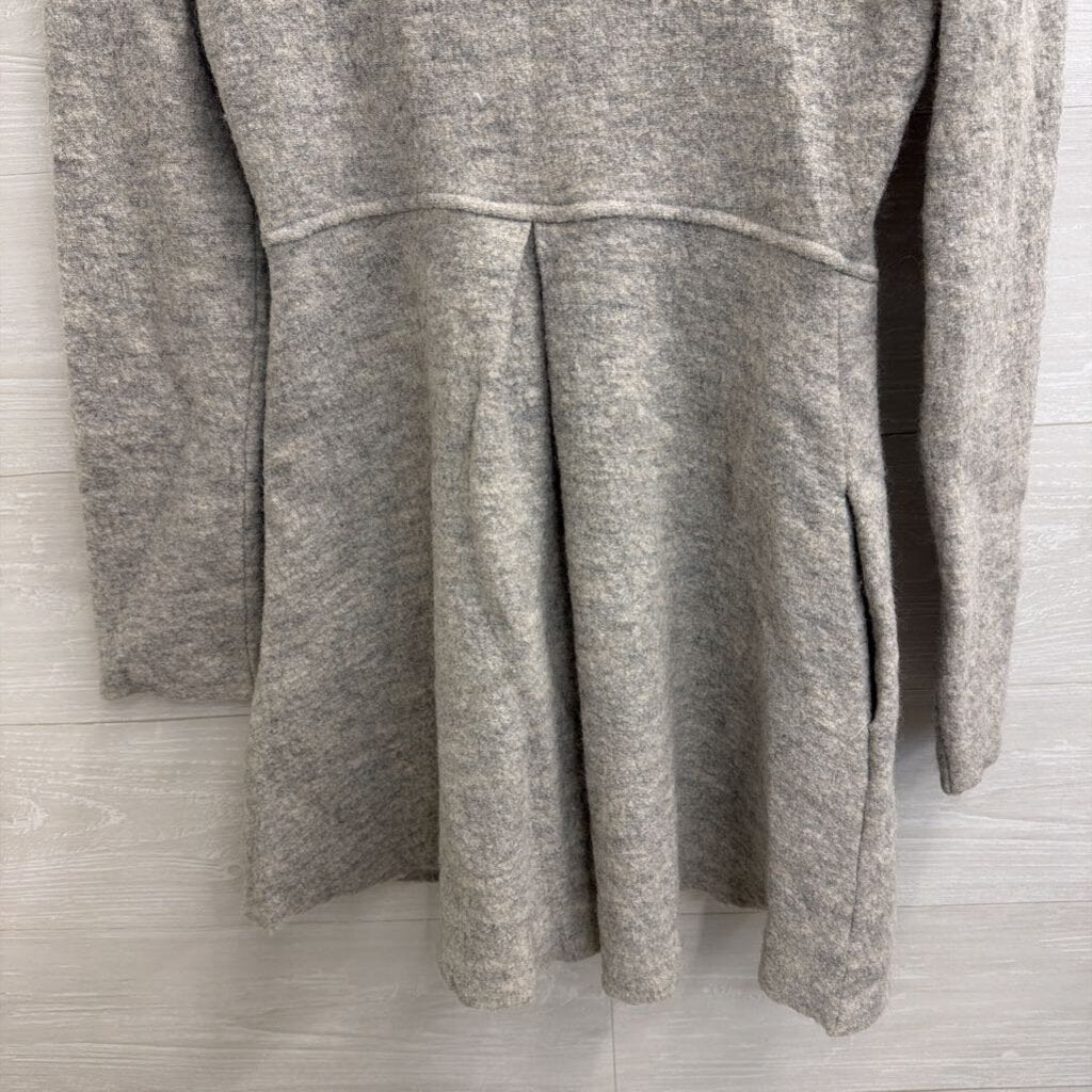 Anthropologie Grey 100% Wool Ruffle Detail Jacket Small