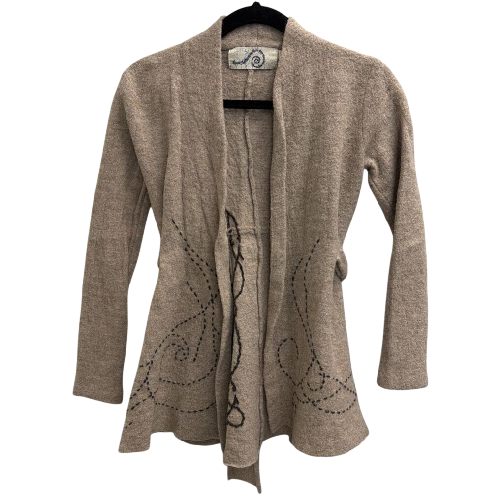 Anthropologie Beige 100% Wool Stitched Accent Jacket Extra Small