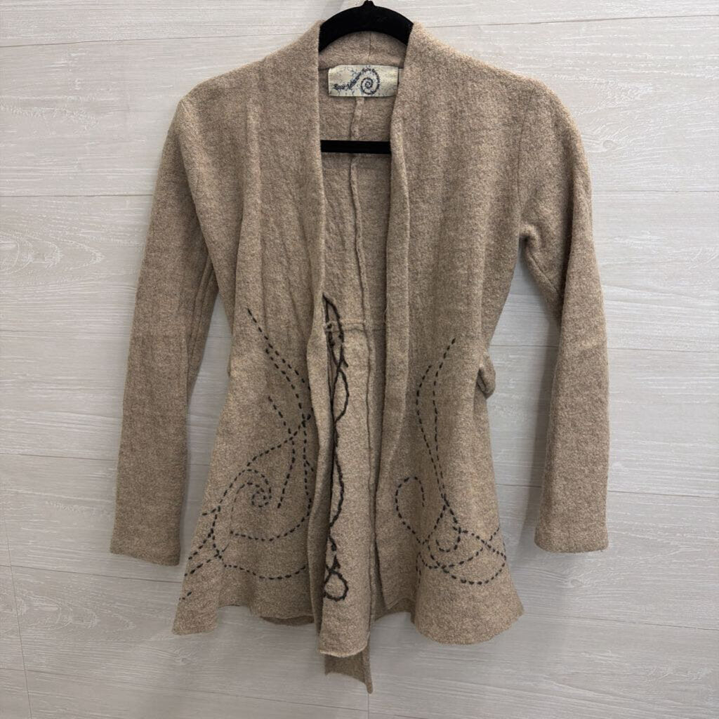 Anthropologie Beige 100% Wool Stitched Accent Jacket Extra Small