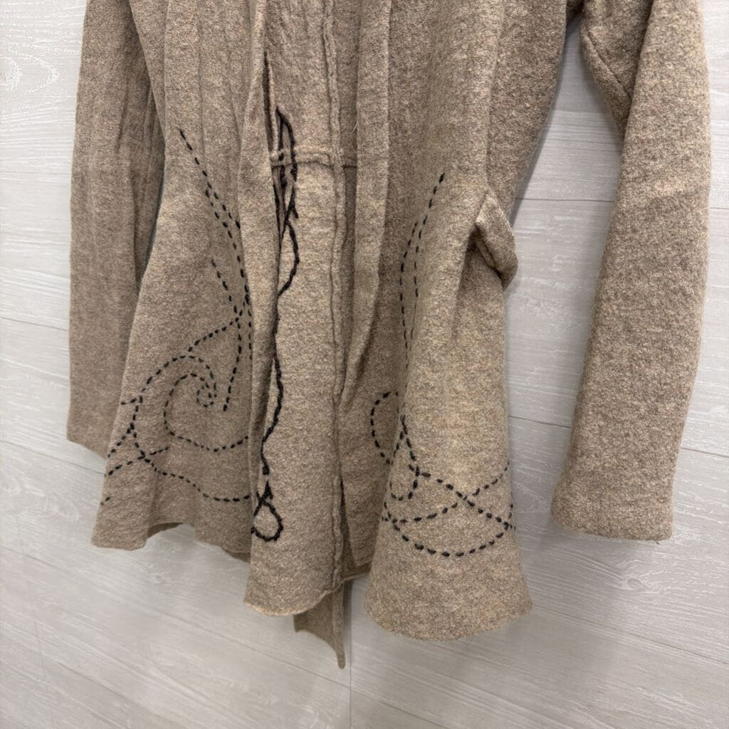 Anthropologie Beige 100% Wool Stitched Accent Jacket Extra Small