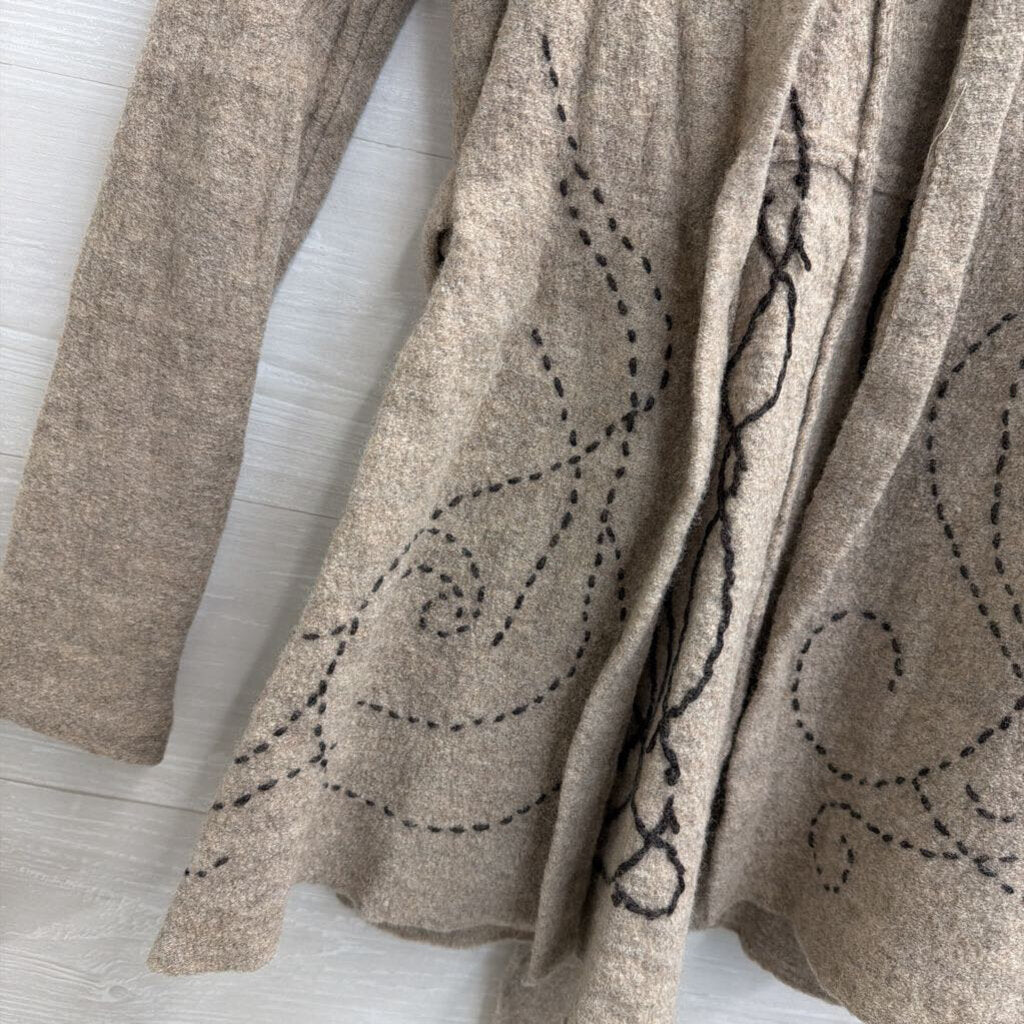 Anthropologie Beige 100% Wool Stitched Accent Jacket Extra Small
