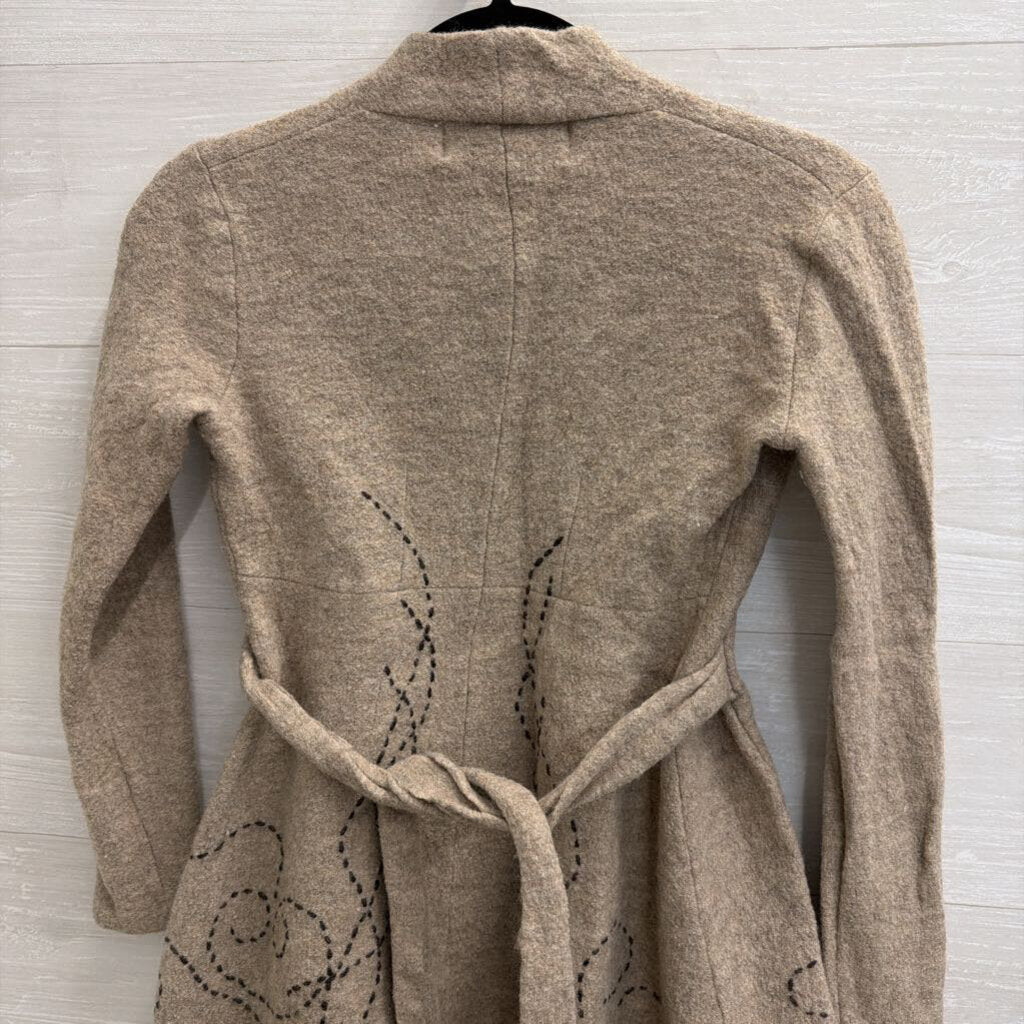 Anthropologie Beige 100% Wool Stitched Accent Jacket Extra Small