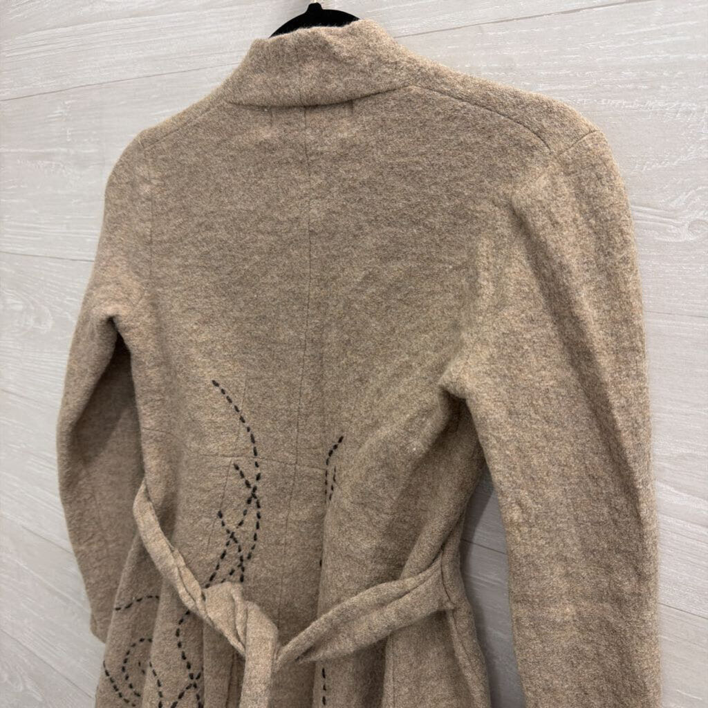 Anthropologie Beige 100% Wool Stitched Accent Jacket Extra Small