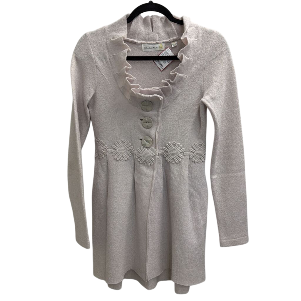 Charlie and Robin Grey 100% Wool Waist Accent Jacket Extra Small