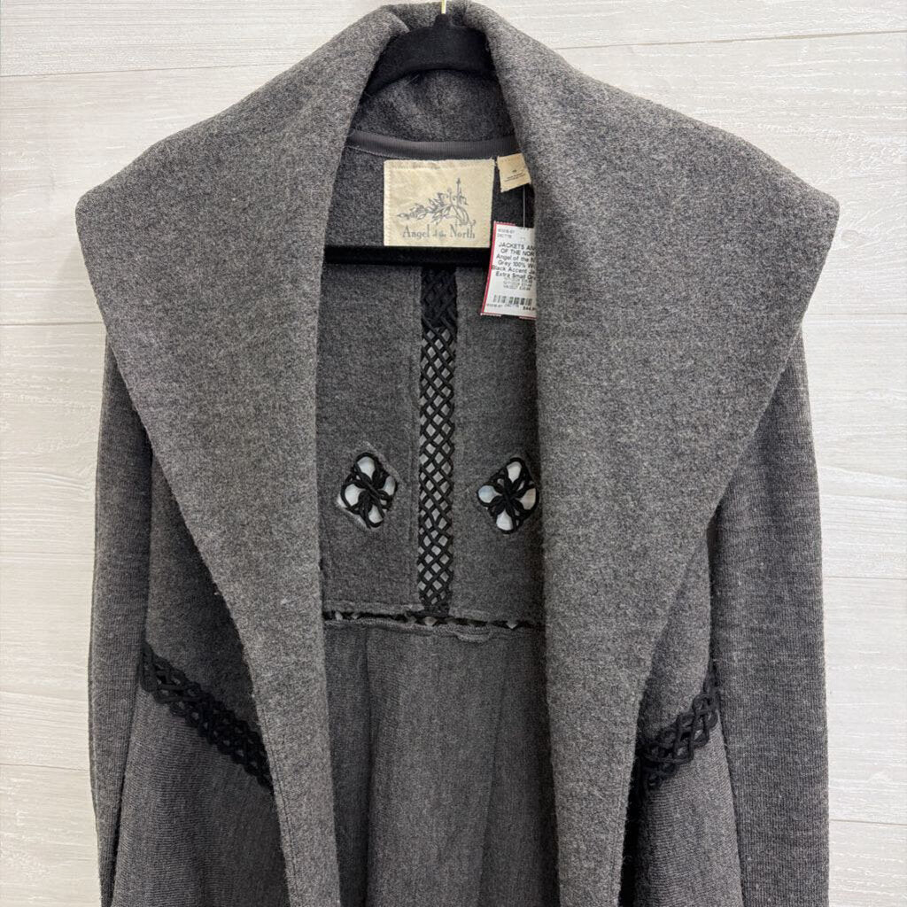 Angel of the North Grey 100% Wool Black Accent Jacket Extra Small