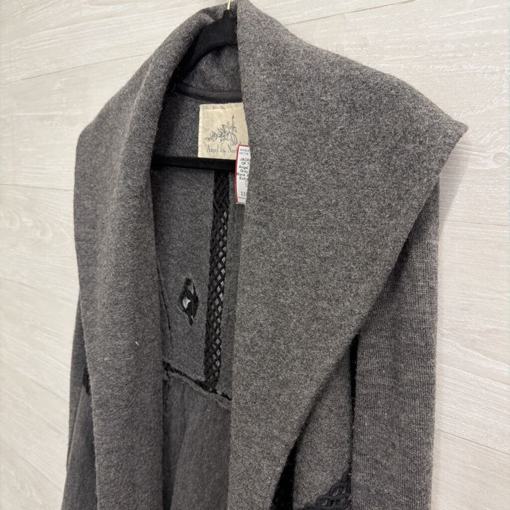 Angel of the North Grey 100% Wool Black Accent Jacket Extra Small
