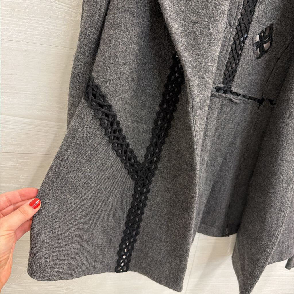 Angel of the North Grey 100% Wool Black Accent Jacket Extra Small