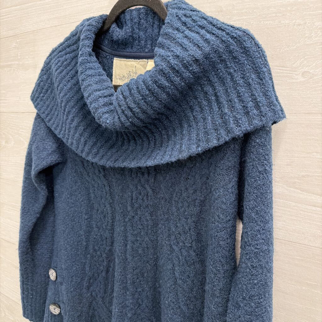 Angel of the North Blue Knit Turtleneck Sweater Extra Small