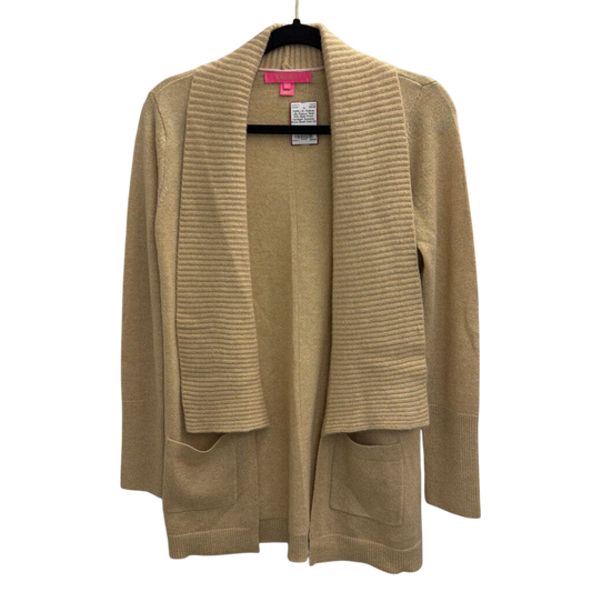 Lilly Pulitzer Gold Knit Open Front Cardigan Sweater Extra Small