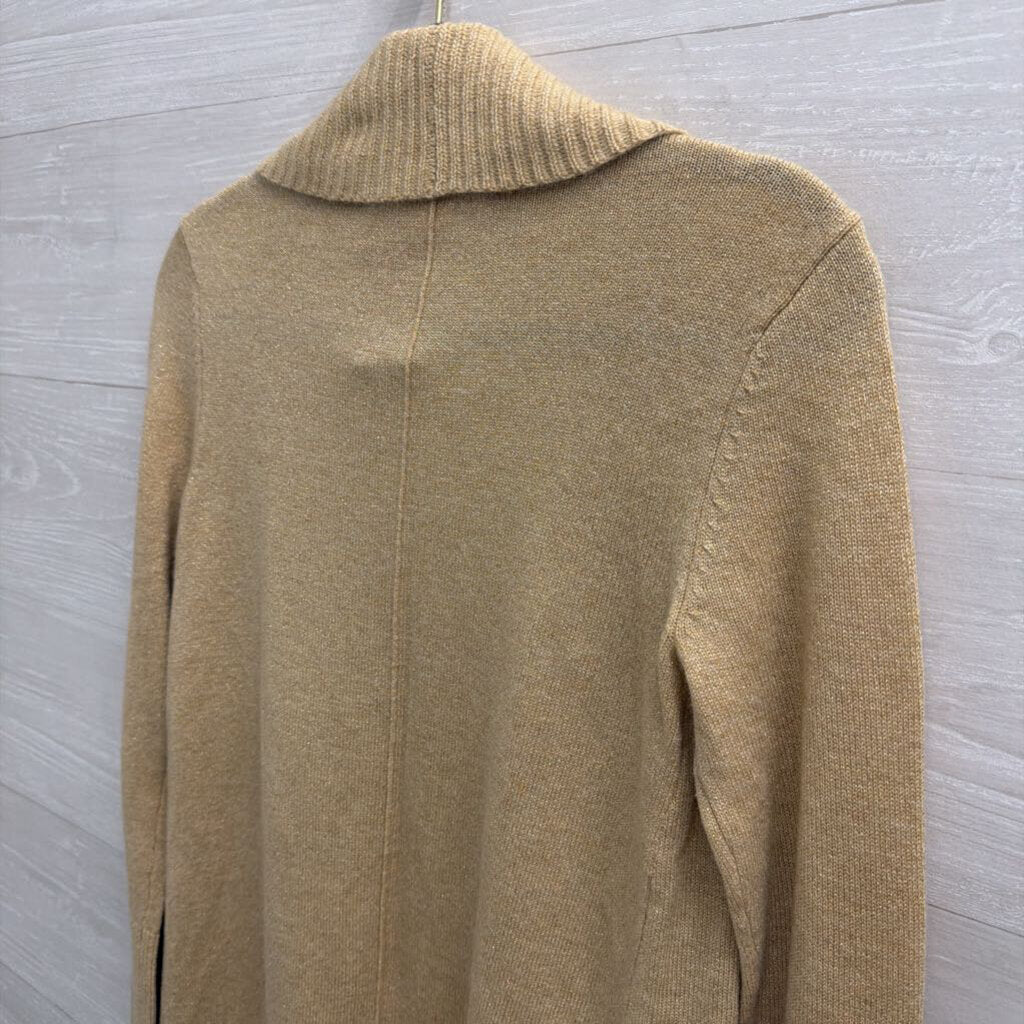 Lilly Pulitzer Gold Knit Open Front Cardigan Sweater Extra Small
