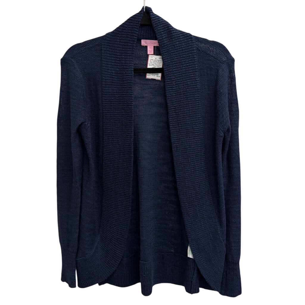 Lilly Pulitzer Navy Knit Open Front Cardigan Sweater Extra Small