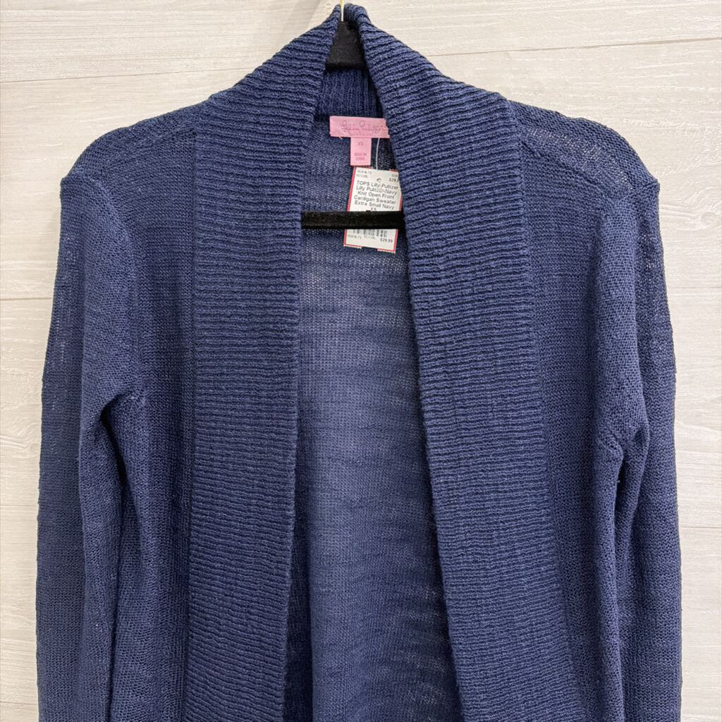 Lilly Pulitzer Navy Knit Open Front Cardigan Sweater Extra Small