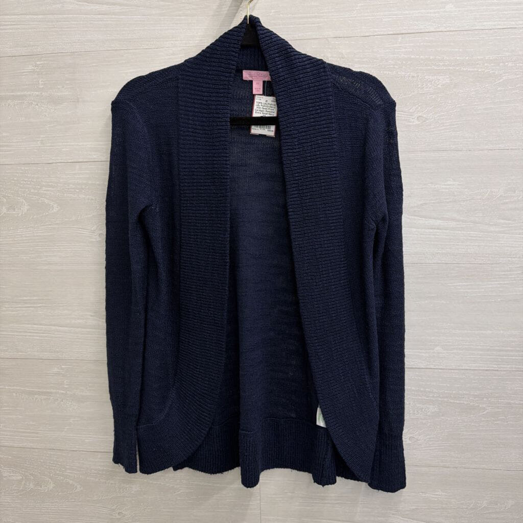 Lilly Pulitzer Navy Knit Open Front Cardigan Sweater Extra Small