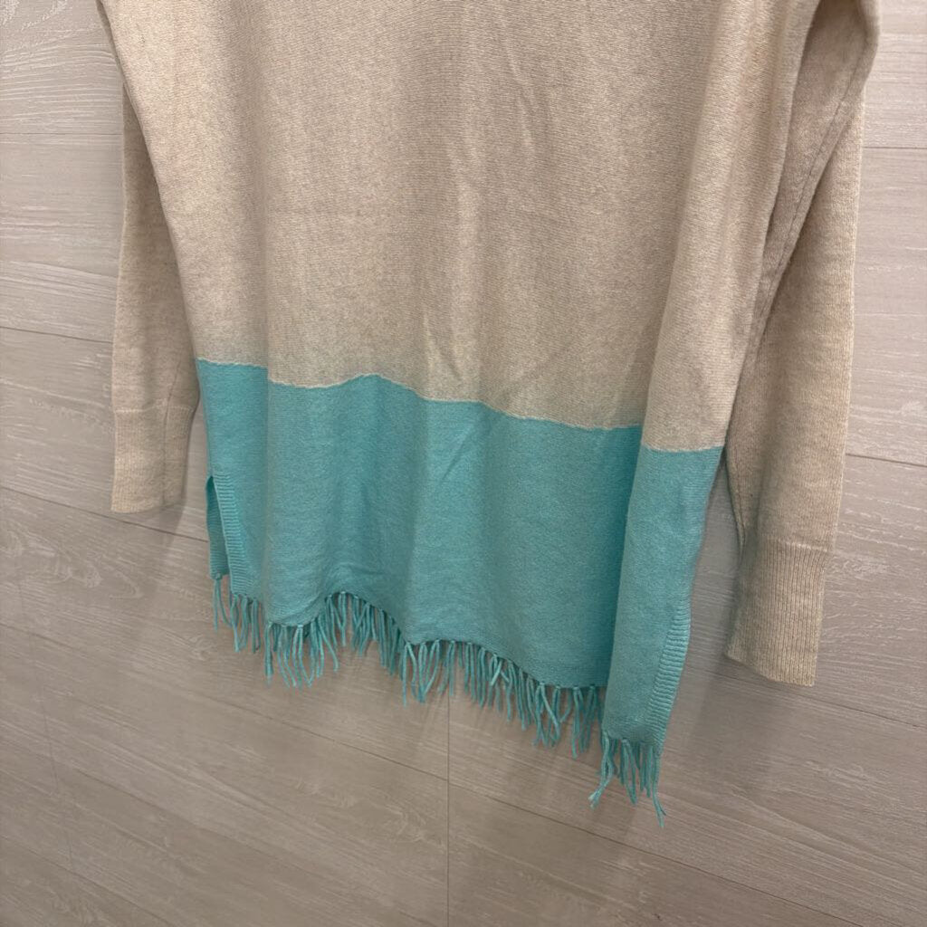 Lilly Pulitzer Grey/ Blue Fringe Hem Sweater Top XXS/ XS