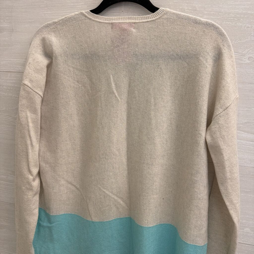 Lilly Pulitzer Grey/ Blue Fringe Hem Sweater Top XXS/ XS