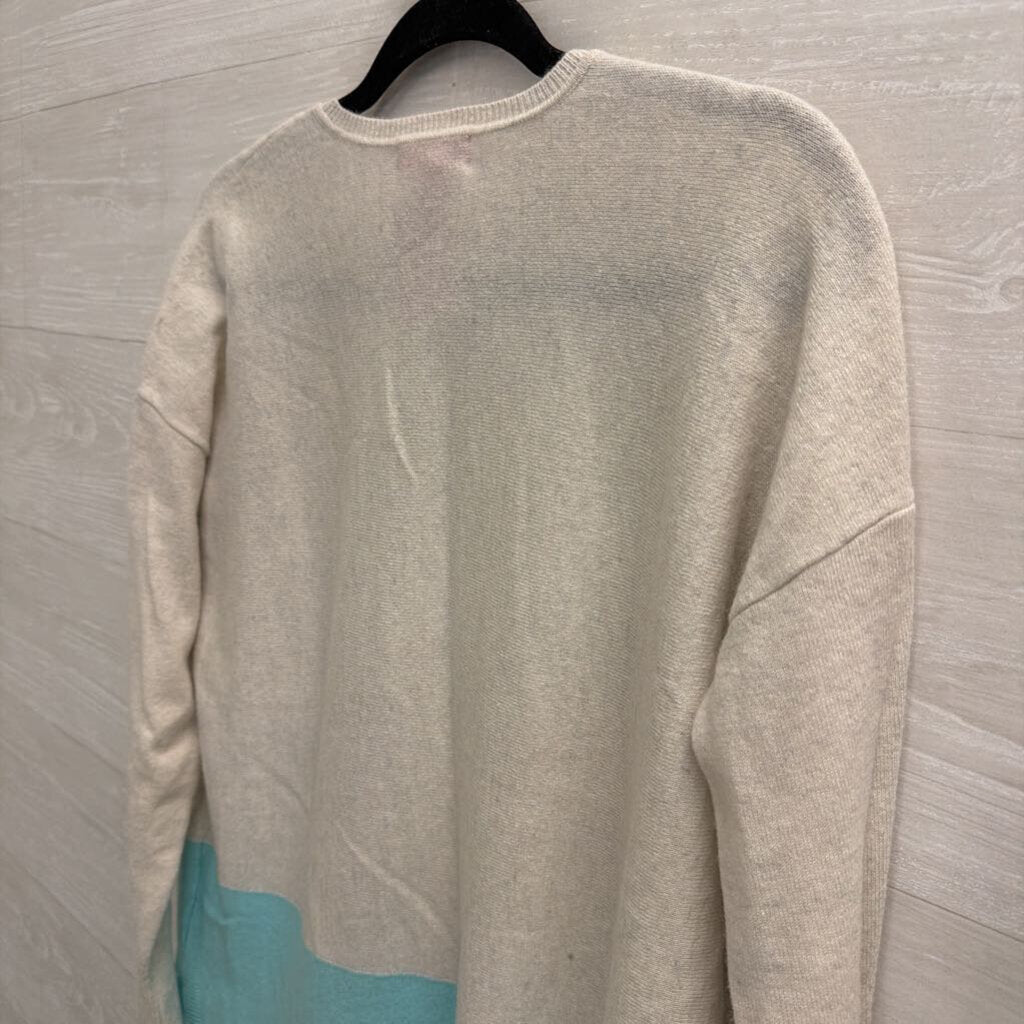 Lilly Pulitzer Grey/ Blue Fringe Hem Sweater Top XXS/ XS