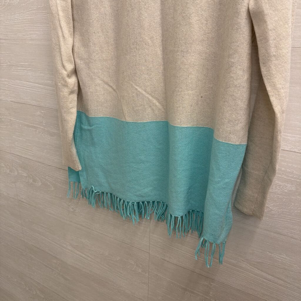 Lilly Pulitzer Grey/ Blue Fringe Hem Sweater Top XXS/ XS