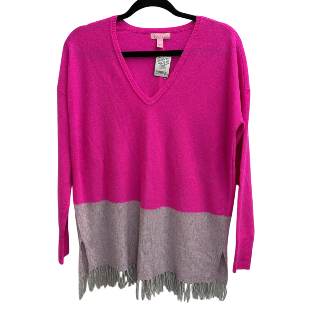 Lilly Pulitzer Pink/ Grey Fringe Hem Sweater Top XXS/ XS