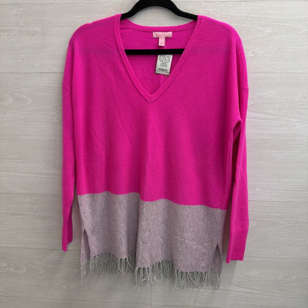Lilly Pulitzer Pink/ Grey Fringe Hem Sweater Top XXS/ XS