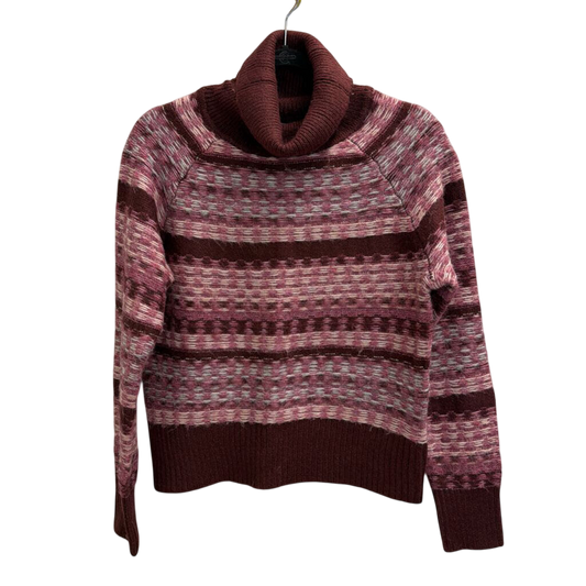 Evereve Burgundy/ Pink Print Knit Turtleneck Sweater Extra Small