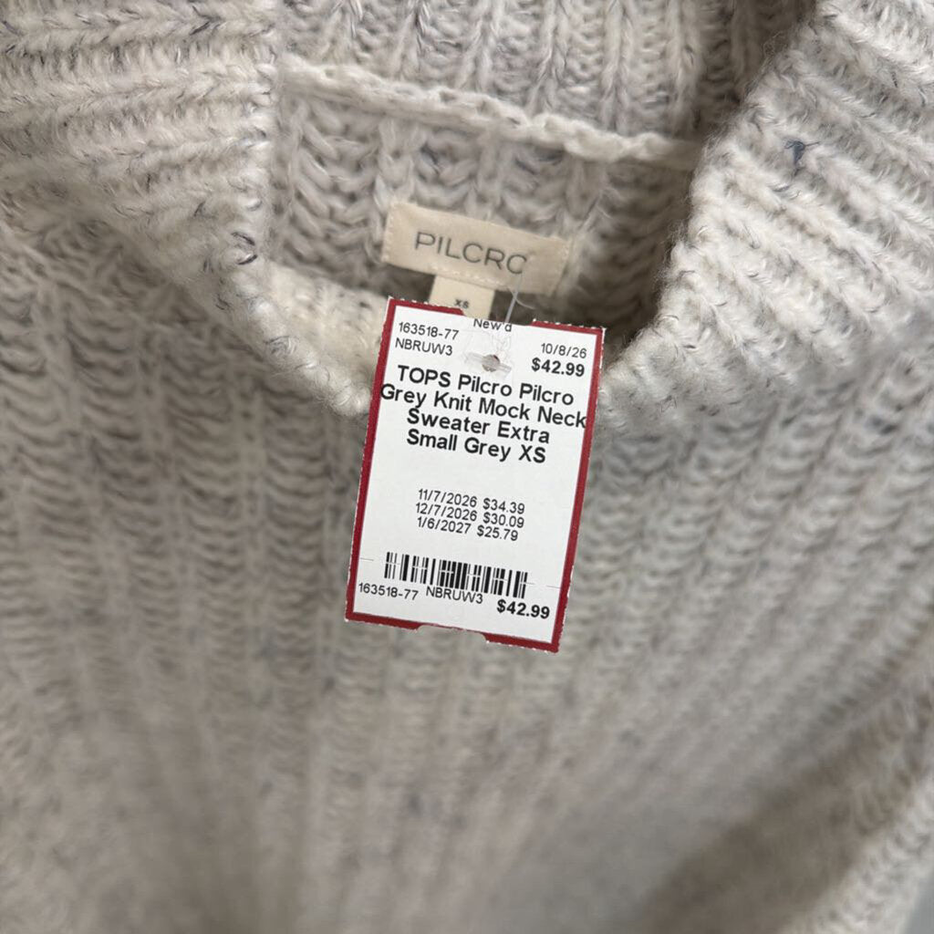 Pilcro Grey Knit Mock Neck Sweater Extra Small