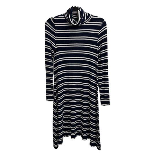 Maeve Navy/ White Striped Turtleneck Long Sleeve Dress Extra Small