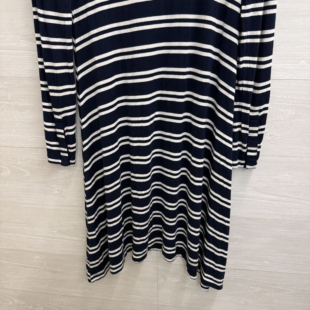 Maeve Navy/ White Striped Turtleneck Long Sleeve Dress Extra Small
