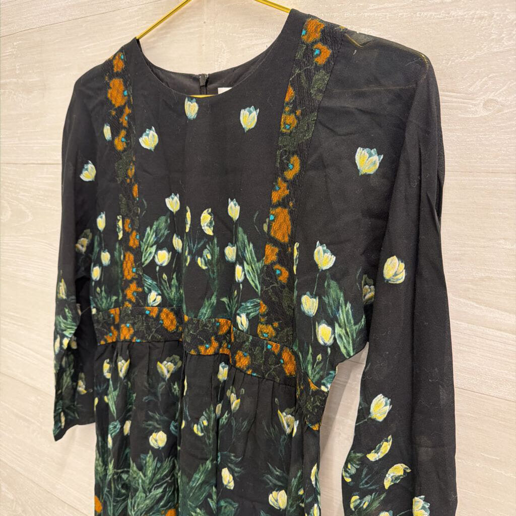 Ailanto Black/ Multi Print Sheer Detail Long Sleeve Top 2