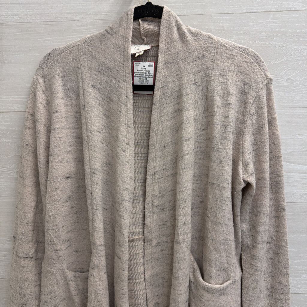 Anthropologie Grey Open Front Cardigan Sweater Extra Small