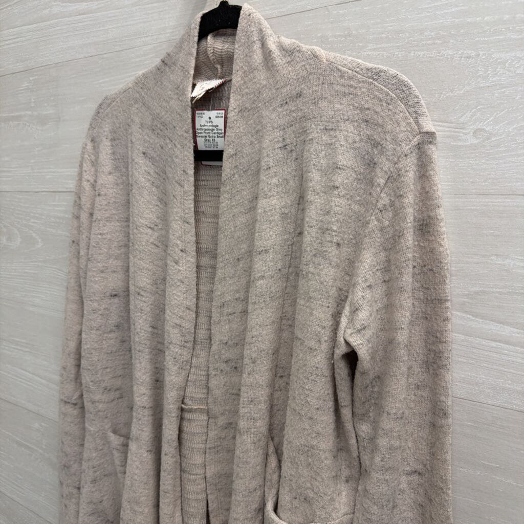 Anthropologie Grey Open Front Cardigan Sweater Extra Small