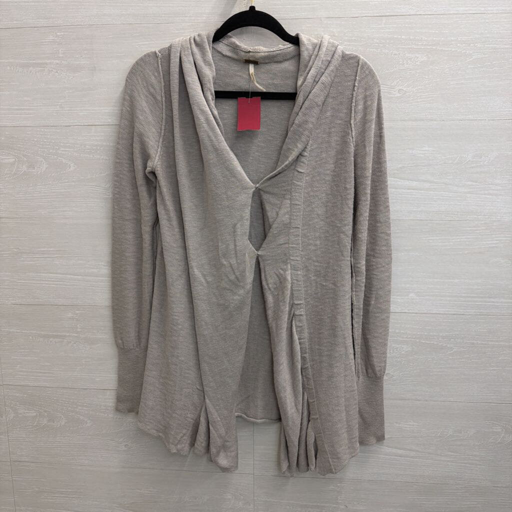 Free People Grey Knit Long Sleeve Snap Button Top Extra Small