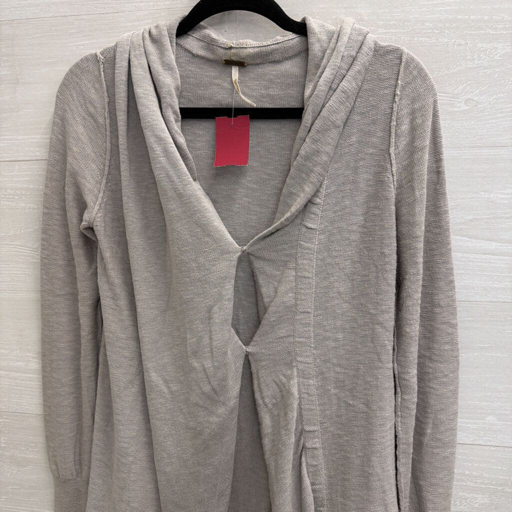 Free People Grey Knit Long Sleeve Snap Button Top Extra Small