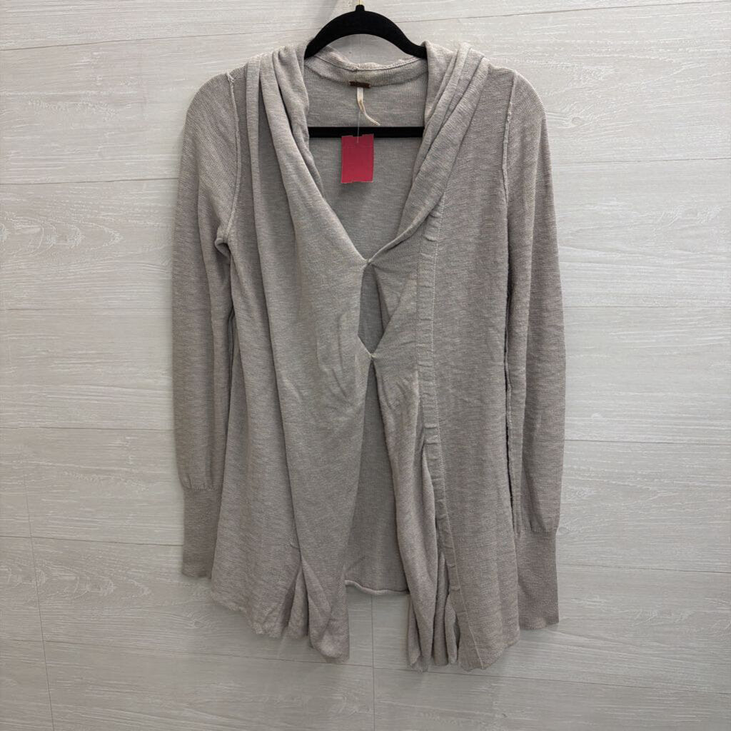 Free People Grey Knit Long Sleeve Snap Button Top Extra Small