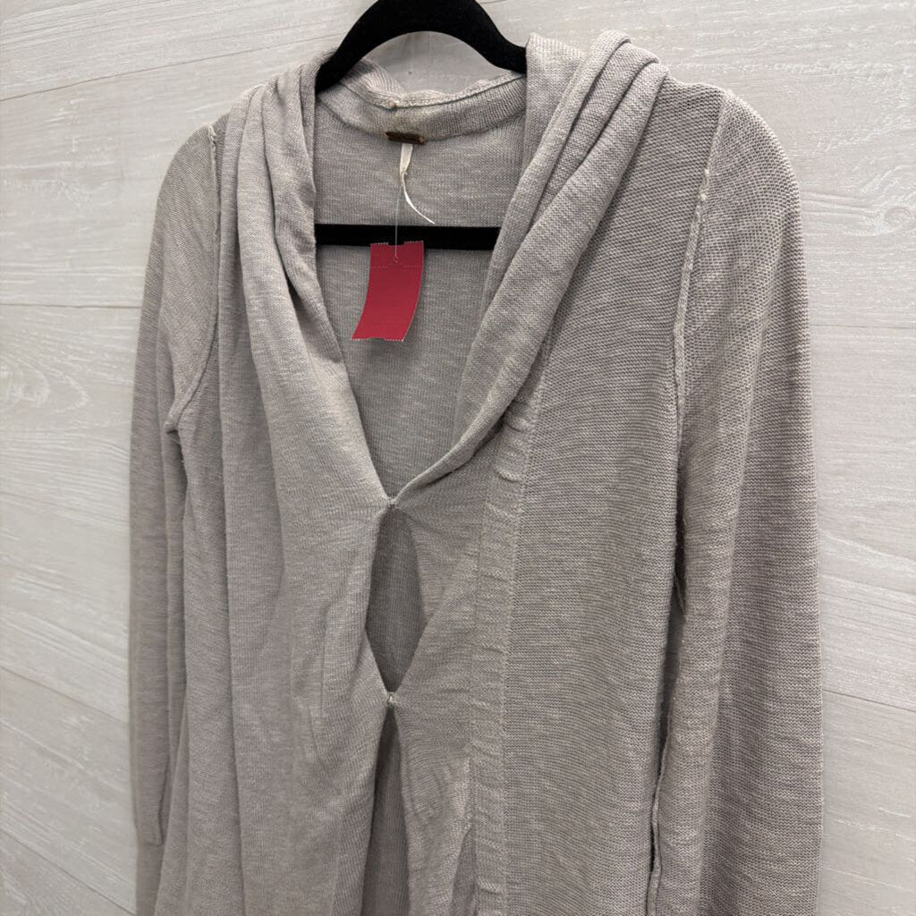 Free People Grey Knit Long Sleeve Snap Button Top Extra Small
