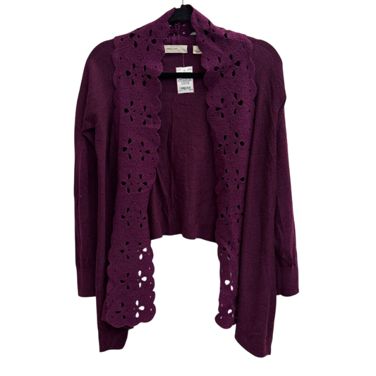 Sleeping on Snow Purple Wool Blend Laser Cut Open Front Top Extra Small