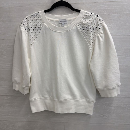 Evereve White Eyelet Detail Puff Sleeve Top Extra Small