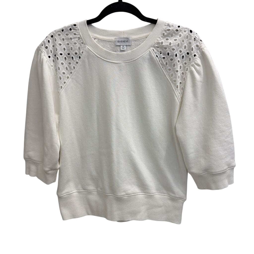 Evereve White Eyelet Detail Puff Sleeve Top Extra Small