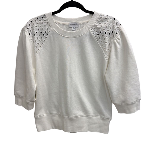 Evereve White Eyelet Detail Puff Sleeve Top Extra Small