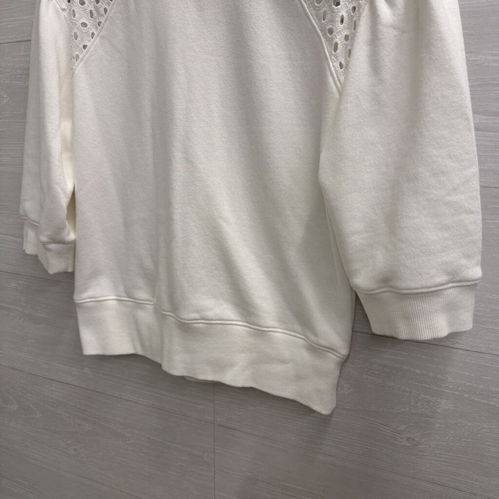 Evereve White Eyelet Detail Puff Sleeve Top Extra Small