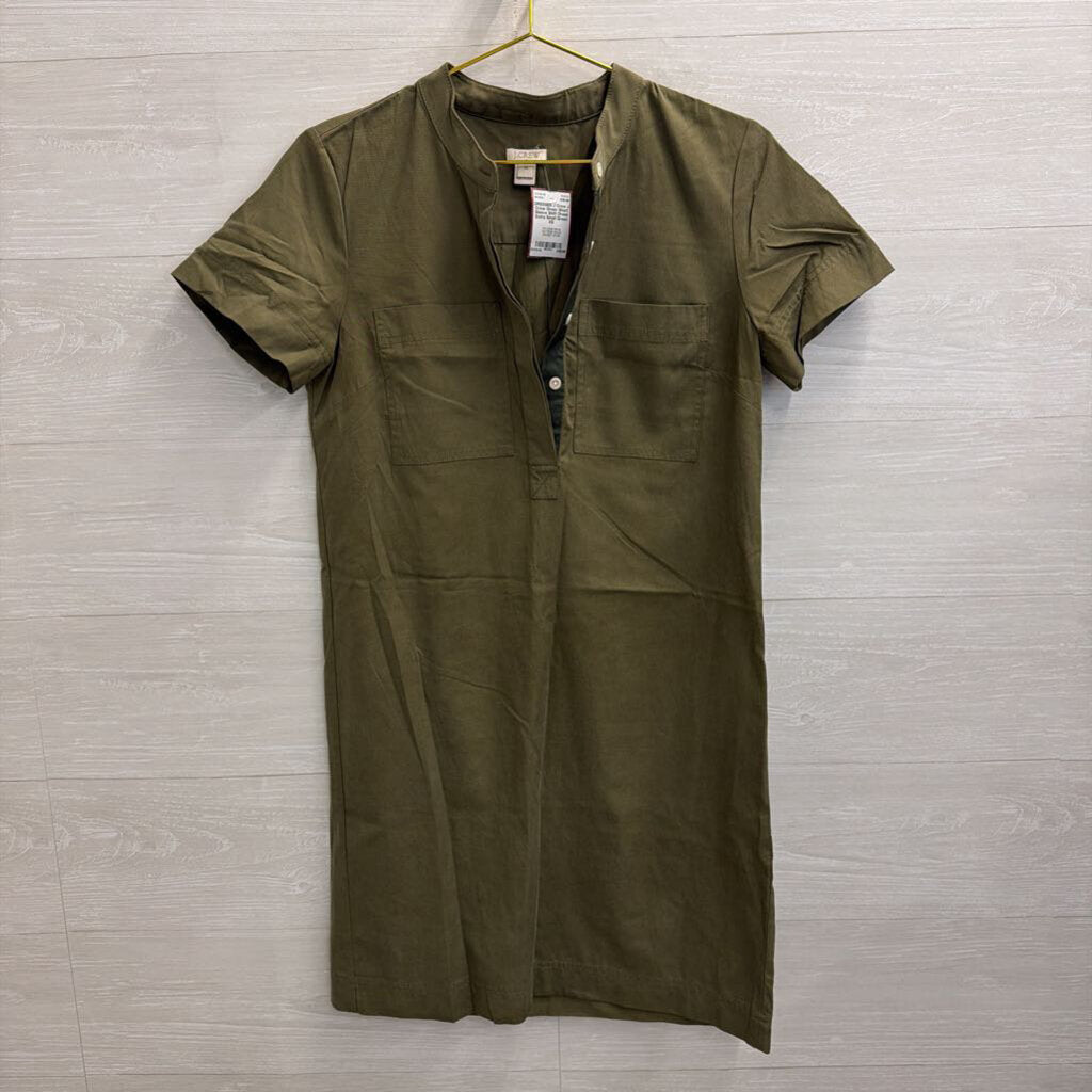 J Crew Green Short Sleeve Shift Dress Extra Small