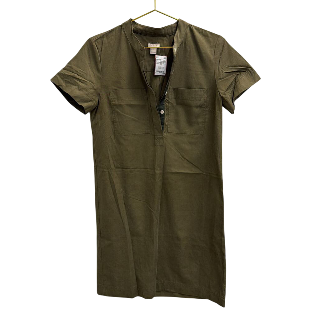 J Crew Green Short Sleeve Shift Dress Extra Small