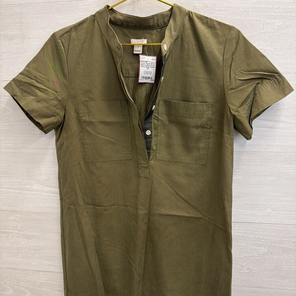 J Crew Green Short Sleeve Shift Dress Extra Small