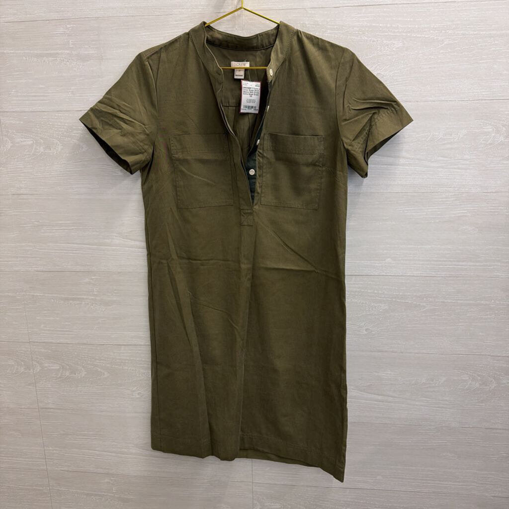 J Crew Green Short Sleeve Shift Dress Extra Small
