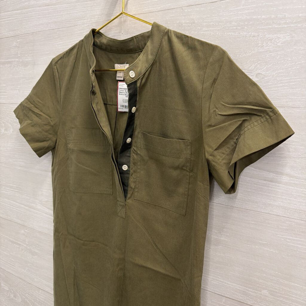 J Crew Green Short Sleeve Shift Dress Extra Small