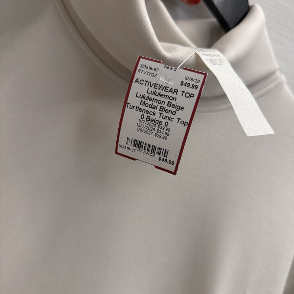 Lululemon Beige Modal Blend Turtleneck Tunic Top 0