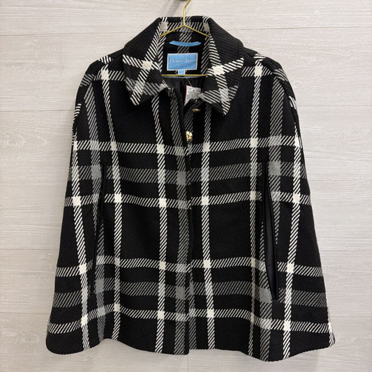 Draper James Black/ White Plaid Cape Jacket XS/ S