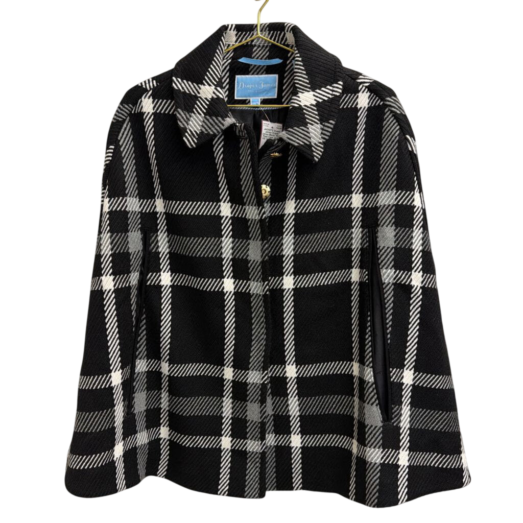 Draper James Black/ White Plaid Cape Jacket XS/ S