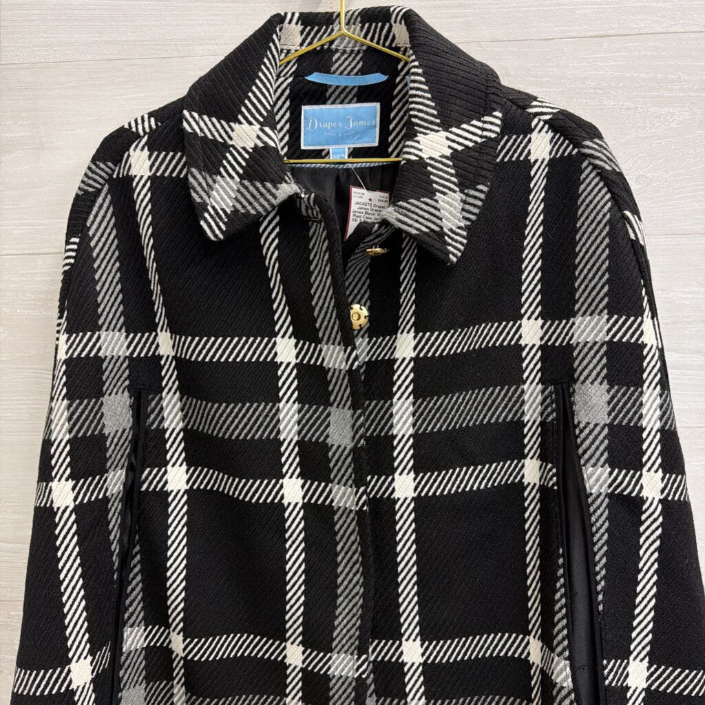 Draper James Black/ White Plaid Cape Jacket XS/ S